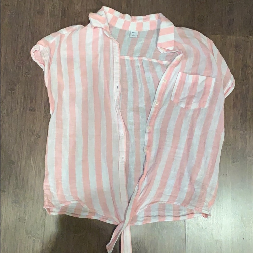 Pinks and white striped button down